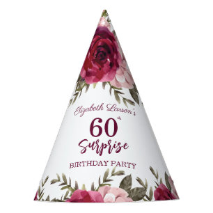 Chapeaux De Fètes Surprise Senior Anniversaire fête Floral Bourgogne