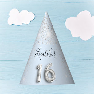 Chapeaux De Fètes Sweet 16 bébé bleu argent nom de parties scintilla