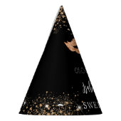 Chapeaux De Fètes Sweet 16 mascarade en or noir nom masque (Gauche)