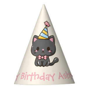 Chapeaux De Fètes Sweet Kawaii Chat noir fête d'anniversaire