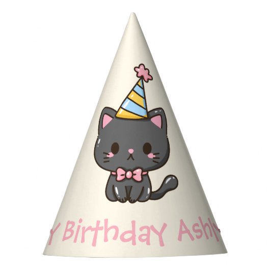 Chapeaux De Fètes Sweet Kawaii Chat noir fête d'anniversaire (Devant)