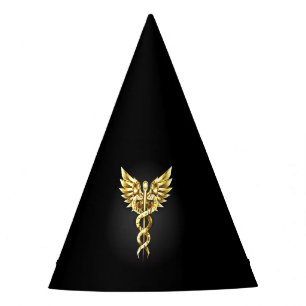 Chapeaux De Fètes Symbole Polygonal Or Caduceus