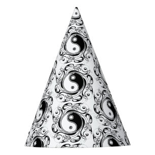 Chapeaux De Fètes Symbole Yin & Yang noir et blanc de style tatouage