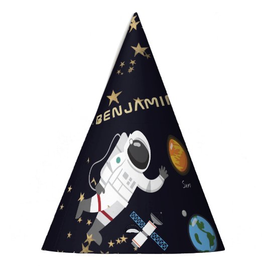 Chapeaux De Fètes Système solaire pour enfants Astronaut Monogramme  (Gauche)