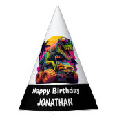 Chapeaux De Fètes T Rex Monster Truck Joyeux Anniversaire (Devant)