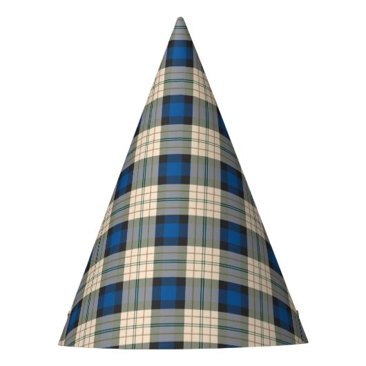 Chapeaux De Fètes Tartan plaids motif - beige bleu traditionnel (Devant)