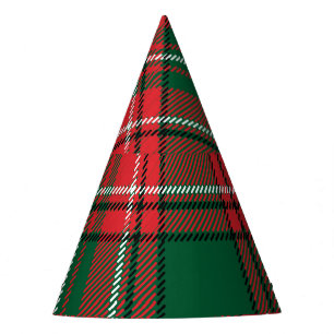 Chapeaux De Fètes Tartan traditionnel : motif plaid rouge-vert.