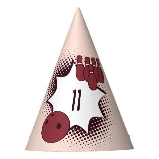 Chapeaux De Fètes Thème Bowling 11e Anniversaire Rouge (Devant)