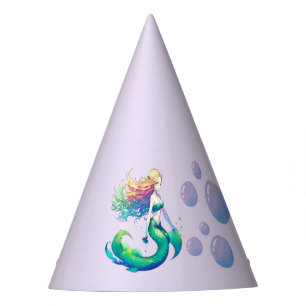 Chapeaux De Fètes Thème d'anniversaire de la sirène violet sous la m