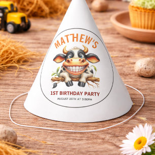 Chapeaux De Fètes Thème Ferme de Vache Mignonne Folle 1er Anniversai