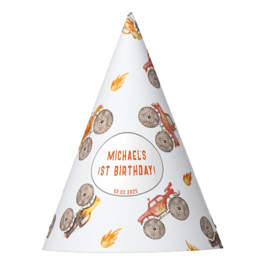 Chapeaux De Fètes Thème Monster Trucks (Devant)