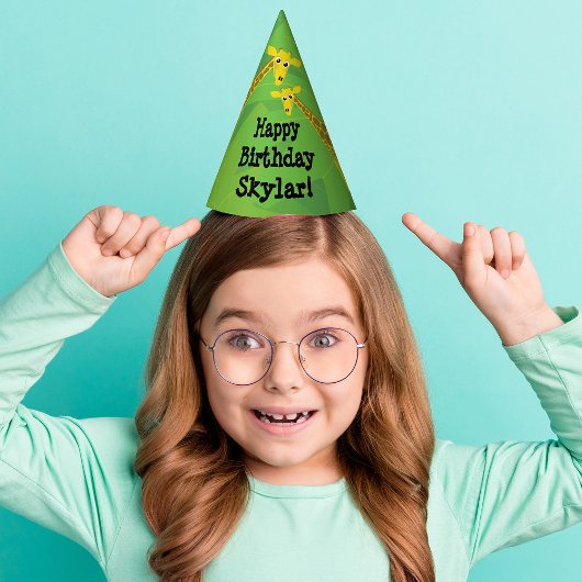 Chapeaux De Fètes Thème Safari anniversaire - girafes