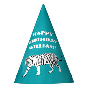 Chapeaux De Fètes Tigre blanc Turquoise, bleu turquoise Personnalis