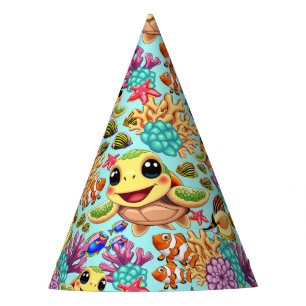 Chapeaux De Fètes Tortue de mer Bébé heureux et mignonne personnage