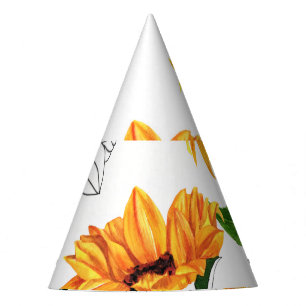 Chapeaux De Fètes Tournesols dessinés à la main : motif jaune vif.