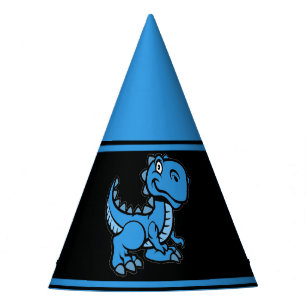 Chapeaux De Fètes Tout âge Bleu et Noir T Rex Dinosaur Anniversaire