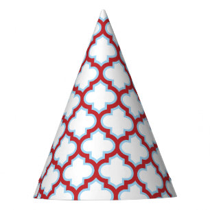 Chapeaux De Fètes Trellis blanc et rouge, treillis, Quatrefoil
