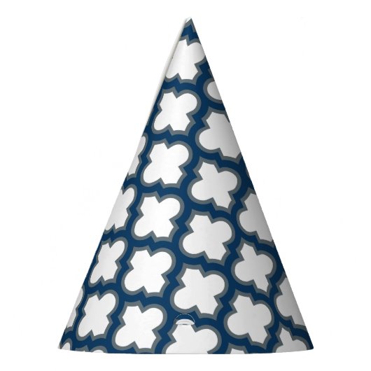 Chapeaux De Fètes Trellis bleu blanc et marine, treillis, Quatrefoil (Gauche)