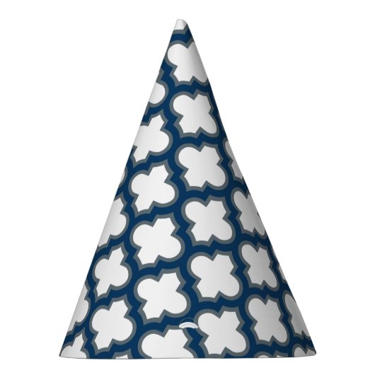 Chapeaux De Fètes Trellis bleu blanc et marine, treillis, Quatrefoil (Droite)