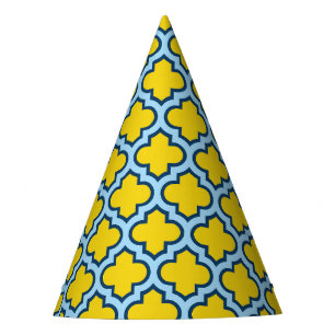 Chapeaux De Fètes Trellis jaune et bleu bébé, treillis, Quatrefoil
