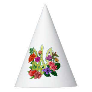 Chapeaux De Fètes trident tryzub de l'héraldique ukrainienne fleurs