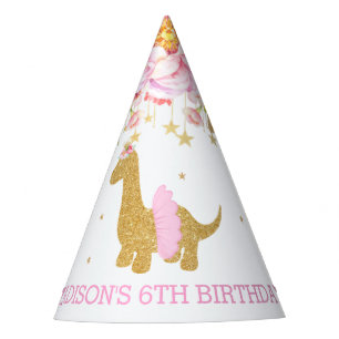 Chapeaux De Fètes Tutu Brachiosaur Dinosaur Rose Floral Anniversaire