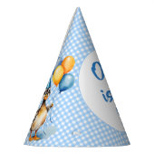 Chapeaux De Fètes Un canard chanceux bleu en vichy anniversaire impr (Gauche)