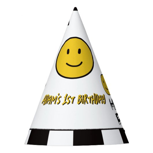 Chapeaux De Fètes Un joyeux Mec Jaune sourire premier garçon 1er ann (Devant)