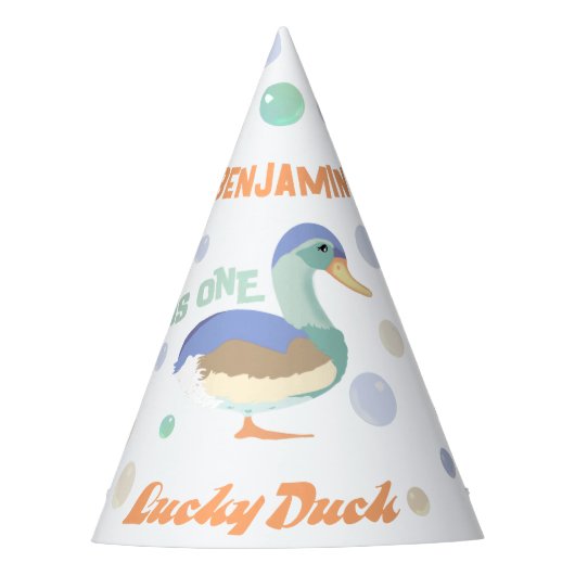 Chapeaux De Fètes Un Lucky Duck & Bubbles Premier Anniversaire Paste (Devant)