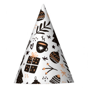 Chapeaux De Fètes Un Motif de Noël noir et blanc