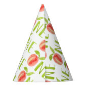 Chapeaux De Fètes Une Pêche Aquarelle 1ère Fille d'anniversaire (Dos)