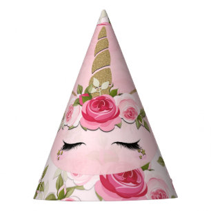 Chapeaux De Fètes Unicorn Or rose Floral Rose mignonne tendance