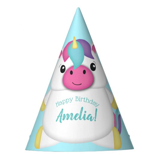 Chapeaux De Fètes Unicorne fête d'anniversaire Turquoise (Devant)