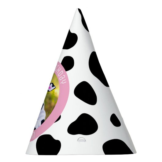 Chapeaux De Fètes Vache rose mignonne Imprimer Ferme Fille Anniversa (Droite)