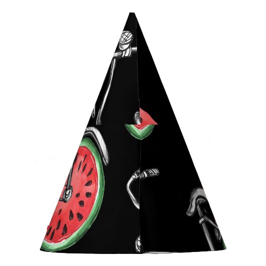 Chapeaux De Fètes Vélos à roue de pastèque, motif d'été. (Dos)