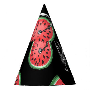 Chapeaux De Fètes Vélos à roue de pastèque, motif d'été.