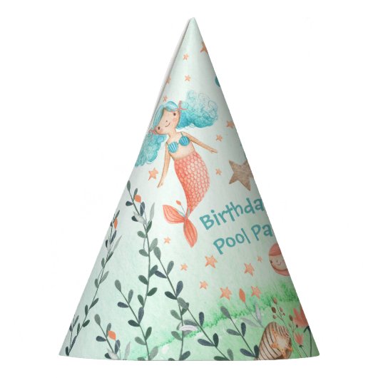 Chapeaux De Fètes Venez À Ma Piscine D'Anniversaire De Sirène (Gauche)