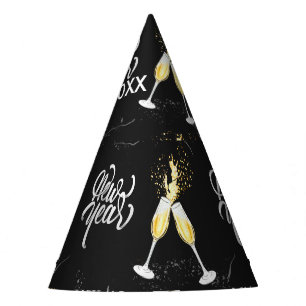 Chapeaux De Fètes Verre à vin noir doré champagne Confetti Moderne P