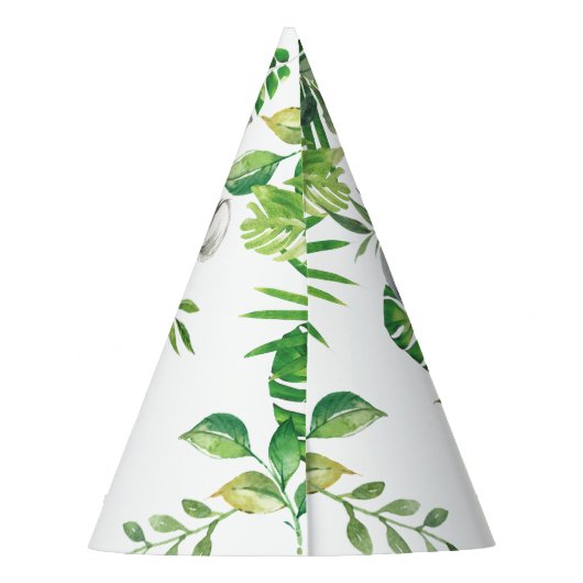 Chapeaux De Fètes Vert Jungle Animaux Safari 1er Anniversaire Cône (Dos)