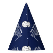 Chapeaux De Fètes Volleyball Ball & Net Marine Blue Anniversaire Nom (Dos)