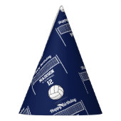Chapeaux De Fètes Volleyball Ball & Net Marine Blue Anniversaire Nom (Gauche)