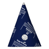 Chapeaux De Fètes Volleyball Ball & Net Marine Blue Anniversaire Nom (Droite)