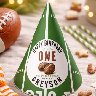 Chapeaux De Fètes Watercolor Football First Year Down | 1st Birthday