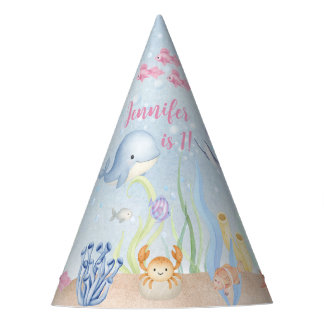 Chapeaux De Fètes Watercolor Under the Sea Girl 1st Birthday