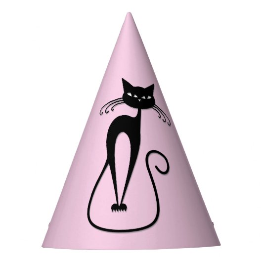 Chapeaux De Fètes Whimsical Skinny Chat noir rose (Devant)