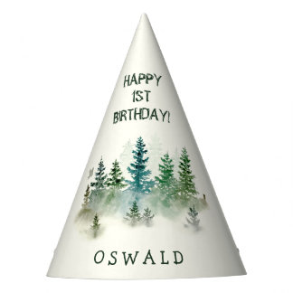 Chapeaux De Fètes Wild One 1st Birthday Woodland Watercolor