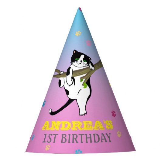 Chapeaux De Fètes Wild One Kitty Chat Kitten 1er Anniversaire Purple (Devant)