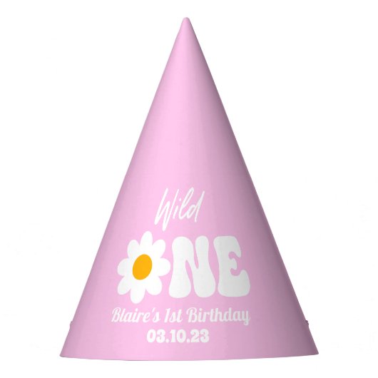 Chapeaux De Fètes Wild ONE Retro Daisy Premier 1er anniversaire (Devant)