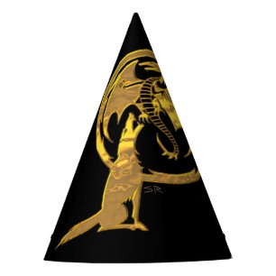 Chapeaux De Fètes Wolf & Dragon Gold Black sorcier casquettes
