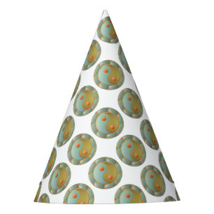 Chapeaux De Fètes Yin Yang médaillon d'or Turquoise